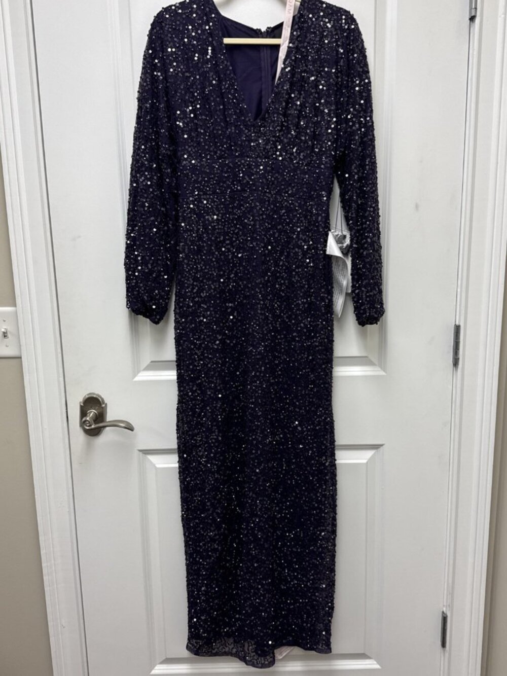 Mac Duggal Size 2 Purple 10791 Sequined Long Sleeve Column Gown Dress Formal NWT - Picture 4 of 10
